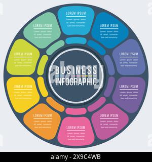 Circle Infografik Design 10 Schritte, Objekte, Elemente oder Optionen Geschäftsvorlage Stock Vektor