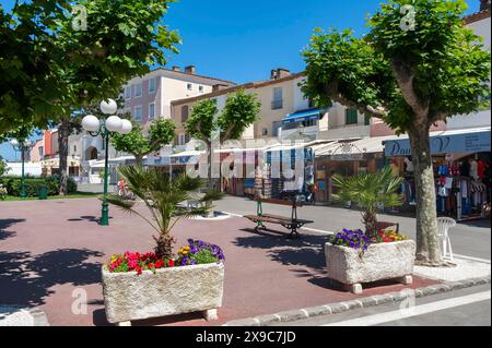 Marktplatz mit Souvenir- und Bric-a-Brac-Geschäften, Port Grimaud, Var, Provence-Alpes-Cote d Azur, Frankreich Stockfoto