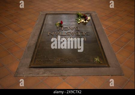 Grabmal von Johann Sebastian Bach, Thomaskirche, Leipzig, Sachsen, Deutschland Stockfoto