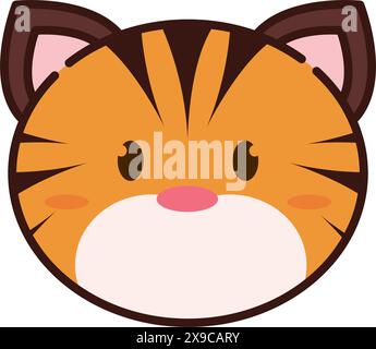 Niedlicher kawaii Tigertier Charakter Emoticon Vektor Stock Vektor