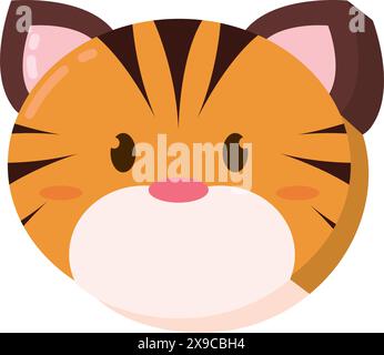 Niedlicher kawaii Tigertier Charakter Emoticon Vektor Stock Vektor