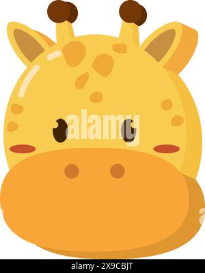 Süße Kawaii Giraffe Tier Charakter Emoticon Vektor Stock Vektor