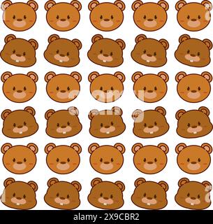 Kawaii Tier Emoticon Muster Hintergrund Vektor Stock Vektor