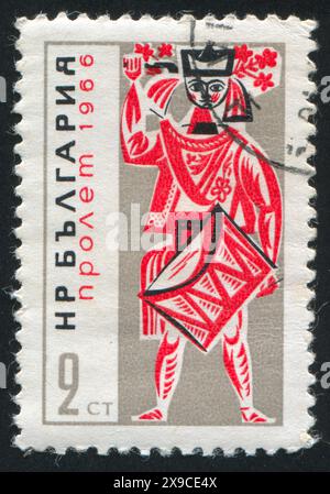 BULGARIEN - CA. 1966: Briefmarke von Bulgarien, zeigt Schlagzeuger, ca. 1966 Stockfoto