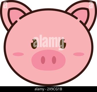 Süßer Kawaii Schwein Tier Charakter Emoticon Vektor Stock Vektor