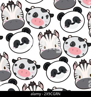 Kawaii Tier Emoticon Muster Hintergrund Vektor Stock Vektor