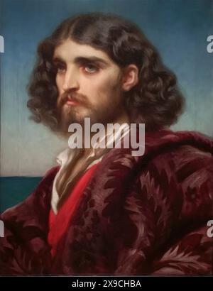 Kopf eines italienischen Mannes (1864) von Frederic Leighton (1830–1896), Öl auf Leinwand, The Royal Borough of Kensington Chelsea, Leighton House, London (UK). Stockfoto