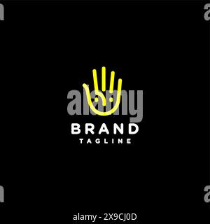 Kreative Logovorlagen Kombination Von Gesichts- Und Handsymbolen. Ein niedlicher Gesichtsausdruck in einem Handsymbol. Stock Vektor