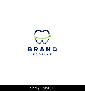 Lächelnder Pfeil in der Mitte der Zähne. Zähne Mit Lächelndem Pfeil-Logo. Stock Vektor