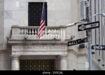 Eintritt zum New York Stock Exchange Building Stockfoto