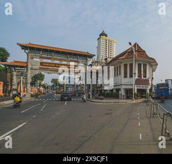 Jakarta, Indonesien - 7. Mai 2024. Gelegen in Pancoran Glodok, Jakarta, Indonesien. Dies ist das Zentrum von Old Chinatown in Jakrta. Stockfoto