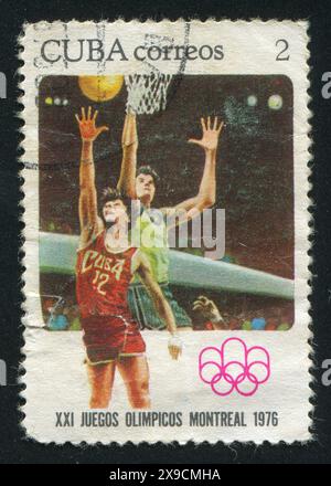 Kuba - ca. 1976: Briefmarke gedruckt von Kuba, zeigt Basketball, ca. 1976 Stockfoto