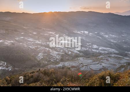 Yuanyang Reisterrasse von Bada in der Provinz Yunnan, China. Hintergrund Stockfoto