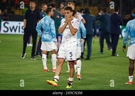 Athen, Griechenland. Mai 2024. (Fiorentina) Fußball/Fußball: Endspiel der UEFA Europa Conference League 2024 Athen zwischen Olympiacos FC 1-0 ACF Fiorentina in der AEK Arena in Athen, Griechenland. Quelle: Mutsu Kawamori/AFLO/Alamy Live News Stockfoto