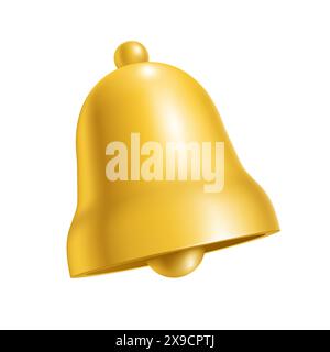 Eine detaillierte und lebendige gelbe Glockenvektorillustration mit glatten Verläufen und einem weichen Schatten, vor einem glatten weißen Hintergrund. Stock Vektor