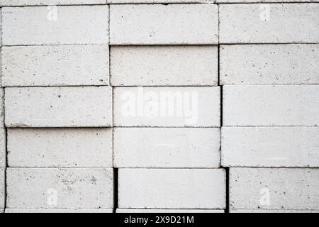 Weiße, autoklavierte Porenbeton-Blockstruktur Stockfoto