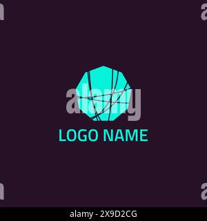 Neunspitziges Logo mit Negativraum, mehrere unregelmäßige Linien. Stock Vektor