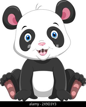 Vektor-Illustration des lustigen kleinen Panda lächelnd auf einem weißen Hintergrund Stock Vektor