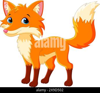 Cartoon Happy Fox isoliert auf weißem Hintergrund Stock Vektor