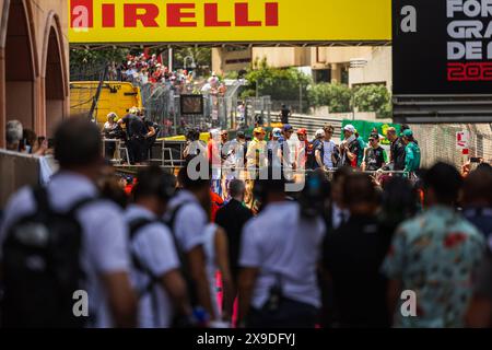 Circuit de Monaco, Monte-carlo, Monaco. Mai 2024; Fahrerparade, Lewis Hamilton, Max Verstappen, Charles Leclerc, Lando Norris, während der Formel 1 Stockfoto