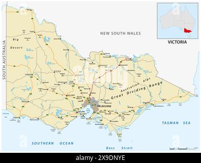 Karte des australischen Bundesstaates victoria Stockfoto