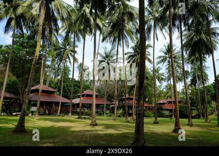 Batam Indonesia - idyllische Häuser im Nongsa Beach Gebiet Stockfoto