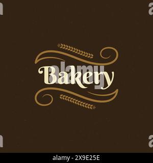 Bäckerei-Abzeichen oder Etikett Retro-Vektor-Illustration. Ohrweizen-Silhouette für Bäckerei. Typografisches Logo. Stock Vektor