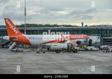 EasyJet Flugzeug, EuroAirport Basel Mulhouse Freiburg, Basel, Schweiz Stockfoto