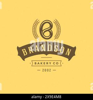 Bäckerei-Abzeichen oder Etikett Retro-Vektor-Illustration. Brezel-Silhouette für Bäckerei. Typografisches Vintage-Logo. Stock Vektor