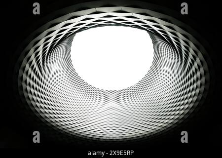 Neubau, Eingangsgebäude Messe Basel, Fenster zum Himmel, Messeplatz, Basel, Schweiz *** Neubau, Empfangsgebäude Messe Basel, Fenster zum Himmel, Messeplatz, Basel, Schweiz Stockfoto