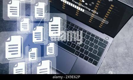 Document Management System DMS. Digitale Dateispeicherung. Datenbanktechnologie. Unternehmen. Stockfoto