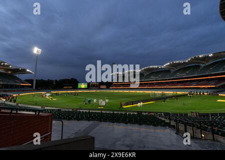 Adelaide, Australien. 31. Mai 2024. Adelaide, Australien, 31. Mai 2024: Ein Blick ins Innere des Stadions vor dem internationalen Freundschaftsspiel zwischen Australien und China PR im Adelaide Oval in Adelaide, Australien. (NOE Llamas/SPP) Credit: SPP Sport Press Photo. /Alamy Live News Stockfoto