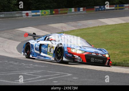 Frederic Verwisch (Harekbeck/BEL) / Christopher Haase (Kulmbach/DEU) / Markus Winckelhock (Zdimerice/DEU) / Ricardo Feller (Boezberg/che), #15, Audi R8 LMS GT3 Evo II, Team: Scherer Sport PHX (DEU), Motorsport, ADAC Ravenol 24H Rennen Nürnberg, Nürnberg, 30.05.2024 - 02.06.30.05.2024 Eibner Pressefost.2024 Stockfoto