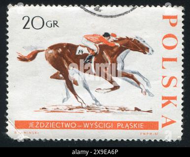 POLEN - CA. 1967: Briefmarke gedruckt von Polen, zeigt Pferderennen, ca. 1967 Stockfoto