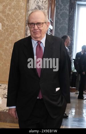 Roma, Italien. 31. Mai 2024. Pier Paolo Padoan, Präsident der Presidente UniCredit, in Occasione dalla relazione annuale 2023 e Considerazioni finali del Governatore di Banca d'Italia tenutasi presso la sede centrale in Via Nazionale a Roma, Venerdì 31 Maggio 2024 (Foto Mauro Scrobogna/LaPresse) Pier Paolo Padoan, UniCredit anlässlich des Jahresberichts 2023 und der abschließenden Überlegungen des Gouverneurs der Bank von Italien am Freitag, 31 2024. Mai in Rom am Hauptsitz in der Via Nazionale (Foto: Mauro Scrobogna/LaPresse) Credit: LaPresse/Alamy Live News Stockfoto