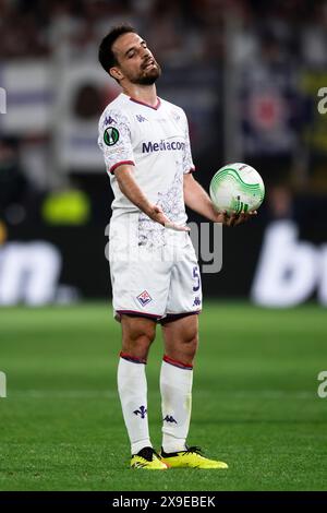 Athen, Griechenland. 29. Mai 2024. Giacomo Bonaventura von ACF Fiorentina sieht während des Endspiels der UEFA Conference League zwischen Olympiacos FC und ACF Fiorentina niedergeschlagen aus. Quelle: Nicolò Campo/Alamy Live News Stockfoto