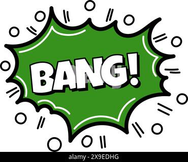 Comic-Blase. Sound Dialogue Sprachblasen mit Wort - Bang. Pop-Art-Ausdruck in hellen Farben und schwarzer Umrandung. Stock Vektor
