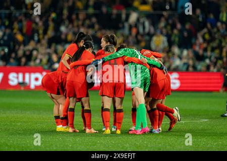 Adelaide, Australien. 31. Mai 2024. Adelaide, Australien, 31. Mai 2024: Spieler aus China treffen sich während des internationalen Freundschaftsspiels zwischen Australien und China PR im Adelaide Oval in Adelaide, Australien. (NOE Llamas/SPP) Credit: SPP Sport Press Photo. /Alamy Live News Stockfoto