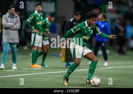 São PAULO, SP - 30.05.2024: PALMEIRAS X SAN LORENZO ARG - Endrick während des Spiels zwischen Palmeiras und San Lorenzo, gültig für das Spiel der letzten Runde der Copa Libertadores da América 2024 im Stadion Allianz Parque (Arena Palmeiras), westzone der Stadt São Paulo, diesen Donnerstag, 30. Mai 2024. (Foto: Anderson Lira/Fotoarena) Stockfoto