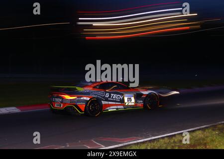 Jasmin Preisig (Herisau/che) / Benjamon Hites (Santiago/CHL) / Christoph Breuer (Nettersheim/DEU) / Reinhold Renger (Rothenburg/DEU), #175, Aston Martin Vantage AMR GT4, Team: PROsport Racing (DEU), Motorsport, ADAC Ravenol 24H Rennen Nürnberg, 30.05.2024 - 02.06.2024, Donnerstag 30.05.2024-Juerfost Stockfoto