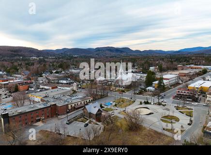 Mont Tremblant Kanada von oben aus Panoramablick über das Dorf Stockfoto