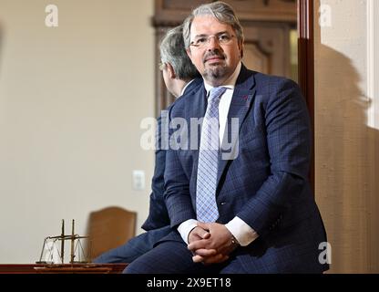 Brüssel, Belgien 31. Mai 2024. Der neue Generalstaatsanwalt von Brüssel Frederic Van Leeuw posiert für den Fotografen im Brüsseler Justizpalast am Freitag, den 31. Mai 2024. BELGA PHOTO ERIC LALMAND Credit: Belga News Agency/Alamy Live News Stockfoto