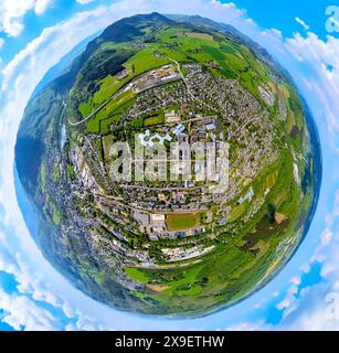 Luftbild, Elisabeth Klinik, Eduardus-Krankenhaus gGmbH, Wohngebiet und Fußballstadion Bigge am Bahnhof Bigge, Erdkugel, Fisheye Aufnahme, Fischaugen Aufnahme, 360 Grad Aufnahme, winzige Welt, kleiner Planet, Fisheye Bild, Bigge, Olsberg, Sauerland, Nordrhein-Westfalen, Deutschland ACHTUNGxMINDESTHONORARx60xEURO *** Luftaufnahme, Elisabeth Klinik, Eduardus Krankenhaus gGmbH, Wohngebiet und Fußballstadion Bigge am Bahnhof Bigge, Globus, Fisheye-Bild, Fisheye-Bild, 360-Grad-Bild, winzige Welt, kleiner Planet, Fischaugenbild, Bigge, Olsberg, Sauerland, Nordrhein-Westfalen, Deutschland ATTENTIONxM Stockfoto