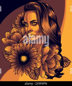 vektordarstellung der Frau Schädelzucker-Blume. Stock Vektor