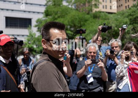 New York Ciy, USA. 30. Mai 2024. Am 30. Mai 2024 wurde der ehemalige Präsident Donald Trump wegen 34 Verbrechens in der Schattengeldspur für schuldig befunden. (Foto: Steve Sanchez/SIPA USA). Quelle: SIPA USA/Alamy Live News Stockfoto