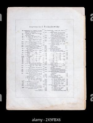 Vintage-Noten Pjotr Iljitsch Tschaikowski Opus 60, des Russischen Reiches, 1886. Stockfoto