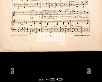 Vintage-Notenblatt Pjotr Iljitsch Tschaikowsky Nr. 67 Serenade. Opus 63. Gedichte von Großherzog Konstantin Konstantinowitsch aus Russland, aus dem russischen Reich, 1888. Stockfoto