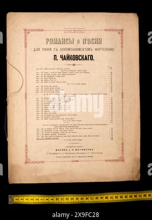 Vintage-Notenblatt Pjotr Iljitsch Tschaikowsky Nr. 67 Serenade. Opus 63. Gedichte von Großherzog Konstantin Konstantinowitsch aus Russland, aus dem russischen Reich, 1888. Stockfoto