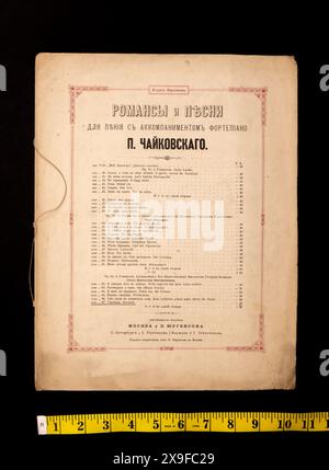 Vintage-Notenblatt Pjotr Iljitsch Tschaikowsky Nr. 67 Serenade. Opus 63. Gedichte von Großherzog Konstantin Konstantinowitsch aus Russland, aus dem russischen Reich, 1888. Stockfoto