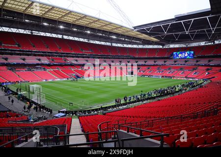 London, Großbritannien. 31. Mai 2024. Ein Überblick über das Stadion am Tag vor dem Champions-League-Finale 2023/2024 zwischen Borussia Dortmund und Real Madrid CF im Wembley-Stadion in London (England), 31. Mai 2024. Quelle: Insidefoto di andrea staccioli/Alamy Live News Stockfoto